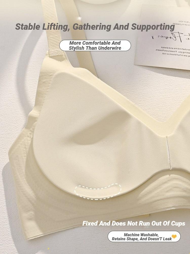 Small Breast Seamless Bra Women'S Push-Up Comfortable Non-Underwire Soft Support Closed Underwear For Women With Breasts No Rims
