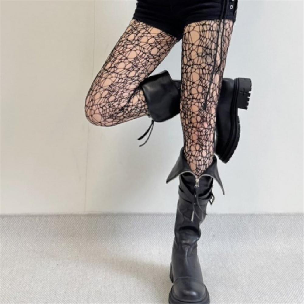New Arrivals Open Run Women Long Stockings Spiderweb Mesh Pattern