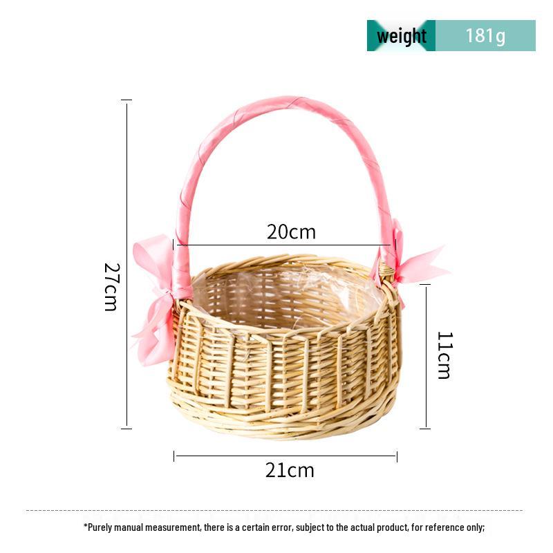 Willow Woven Princess Handbag: Floral Basket, Wedding Gift, and Pastoral Flower Arrangement Souvenir