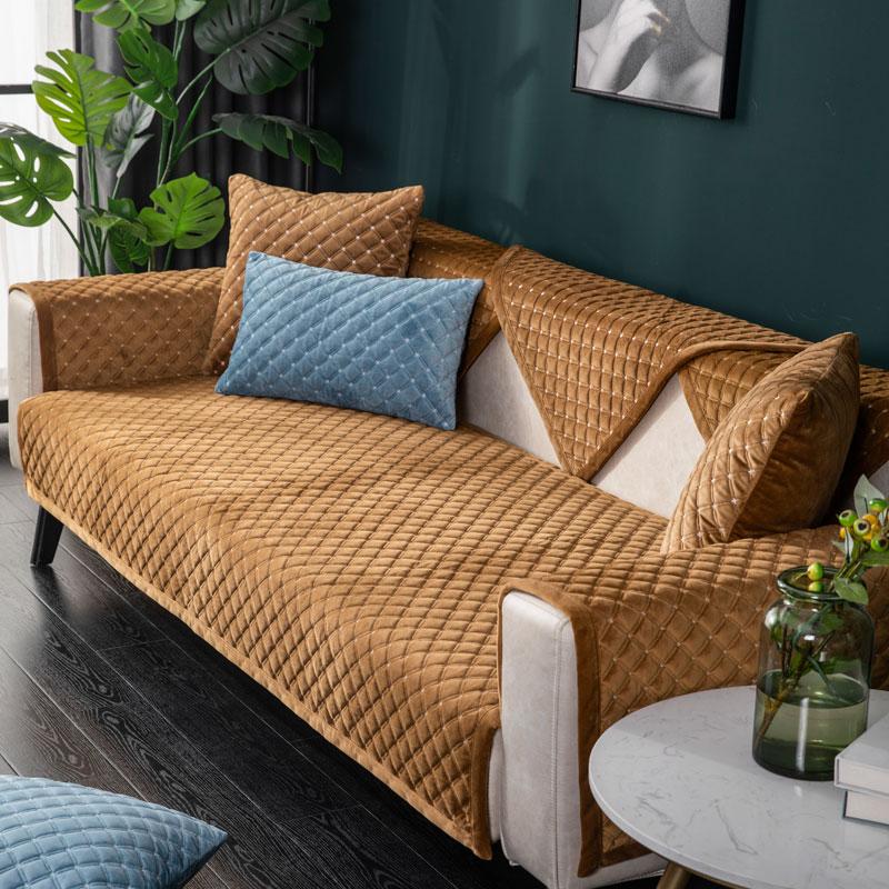 

Современный стеганый бархатный чехол для дивана, чехлы на 3 места, чехол для двухместного дивана, плюш, твердый, мягкий, Г-образный, кресло, полотенце для дивана 70x70