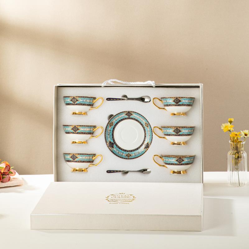 Bone China Coffee Cup And Saucer Set, Flower Teapot, Retro British Phnom Penh Afternoon Tea Cup, Black Tea Cup Gift Box.