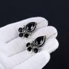 Schwarze Spinell-Ohrringe, Edelstein-Ohrringe, antike schwarze Spinell-Edelstein-Silber-Ohrringe, 925er massiver Silber-Edelstein-Schmuck, Edelstein-Ohrringe für Sie