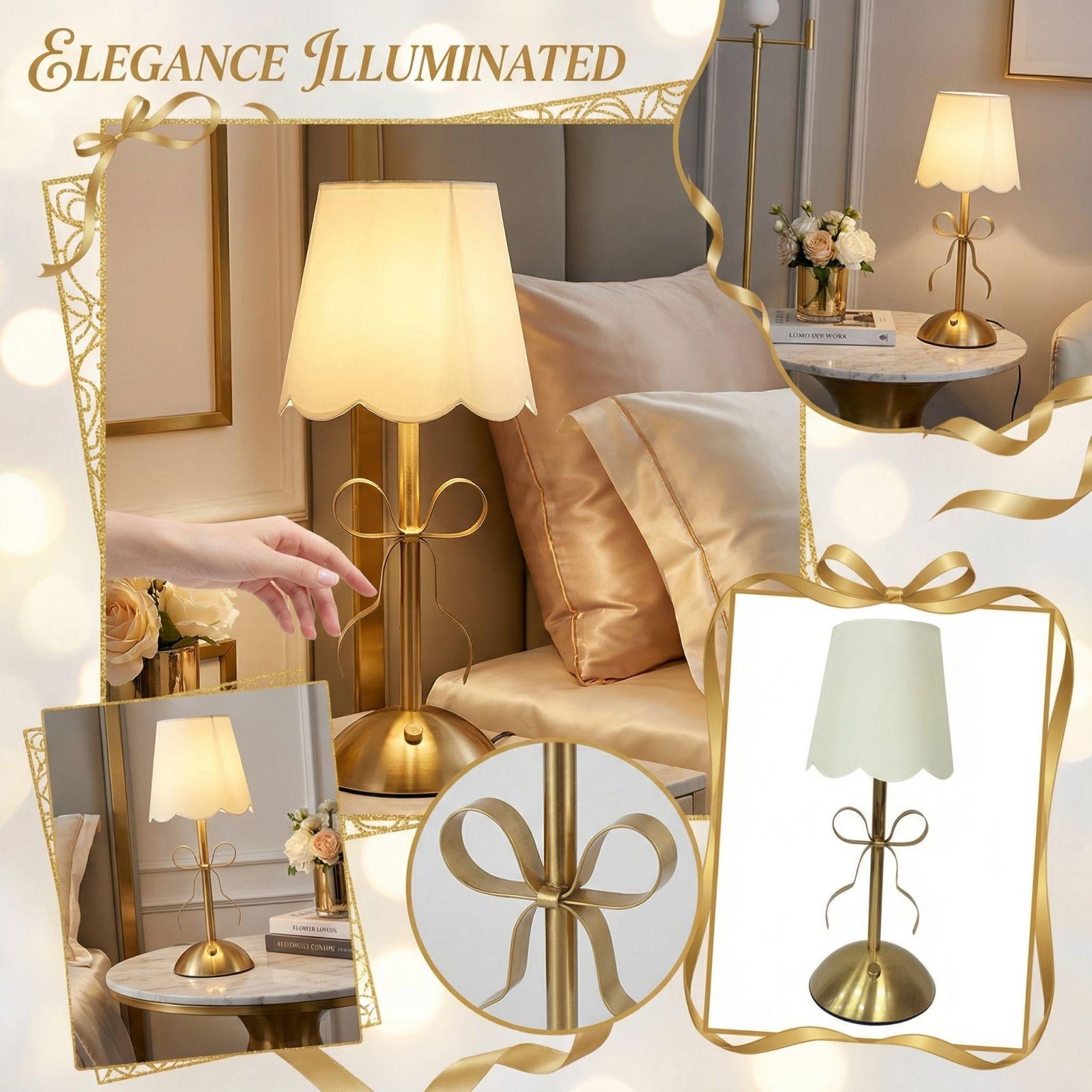 

Small Bow Table Lamp,Small Desk Lamp With 3 Color,Dimmable Bedsdie Lamps,Bow Lamp With Fabric Shade,LED Night Light For Girls Room Princess Room Décor One Size