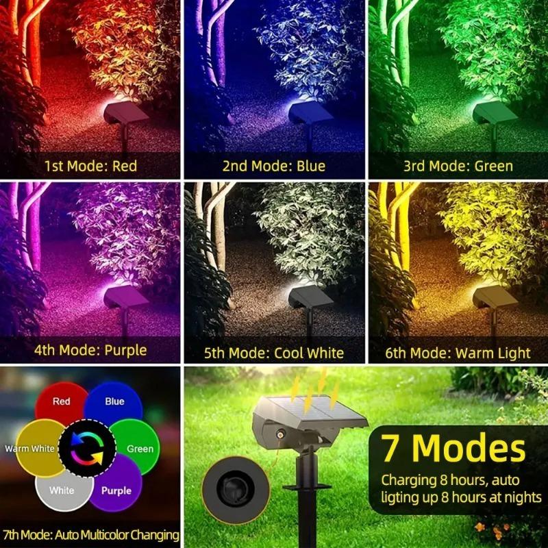 1500mAh Outdoor Solar Lichter 10 Led Wasserdichte Bunte Solar Rasen Licht Wand Lampe 7 Farben RGB Landschaft Scheinwerfer