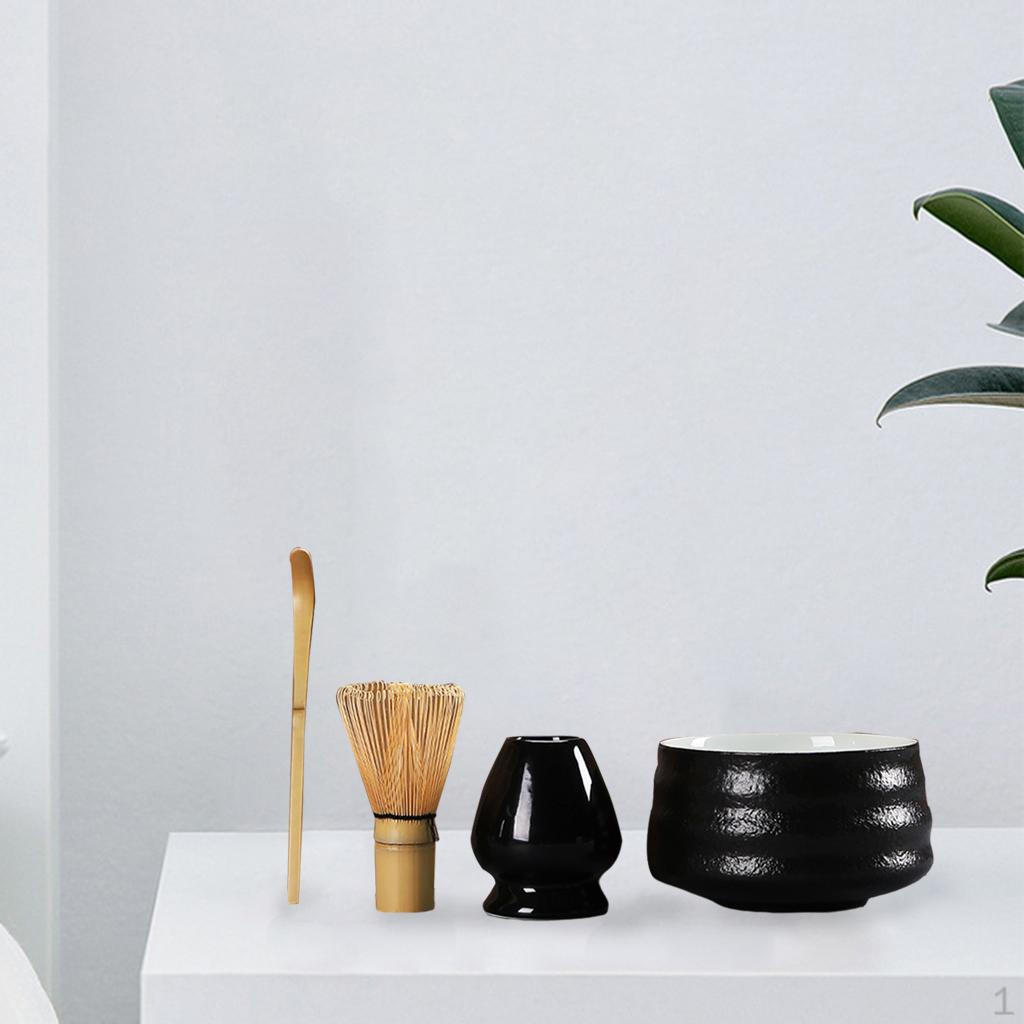 

4 шт. набор венчиков для чая, домашний инструмент для домашнего изготовления, щетка для матча, аксессуар для церемонии B Black Pottery Bowl