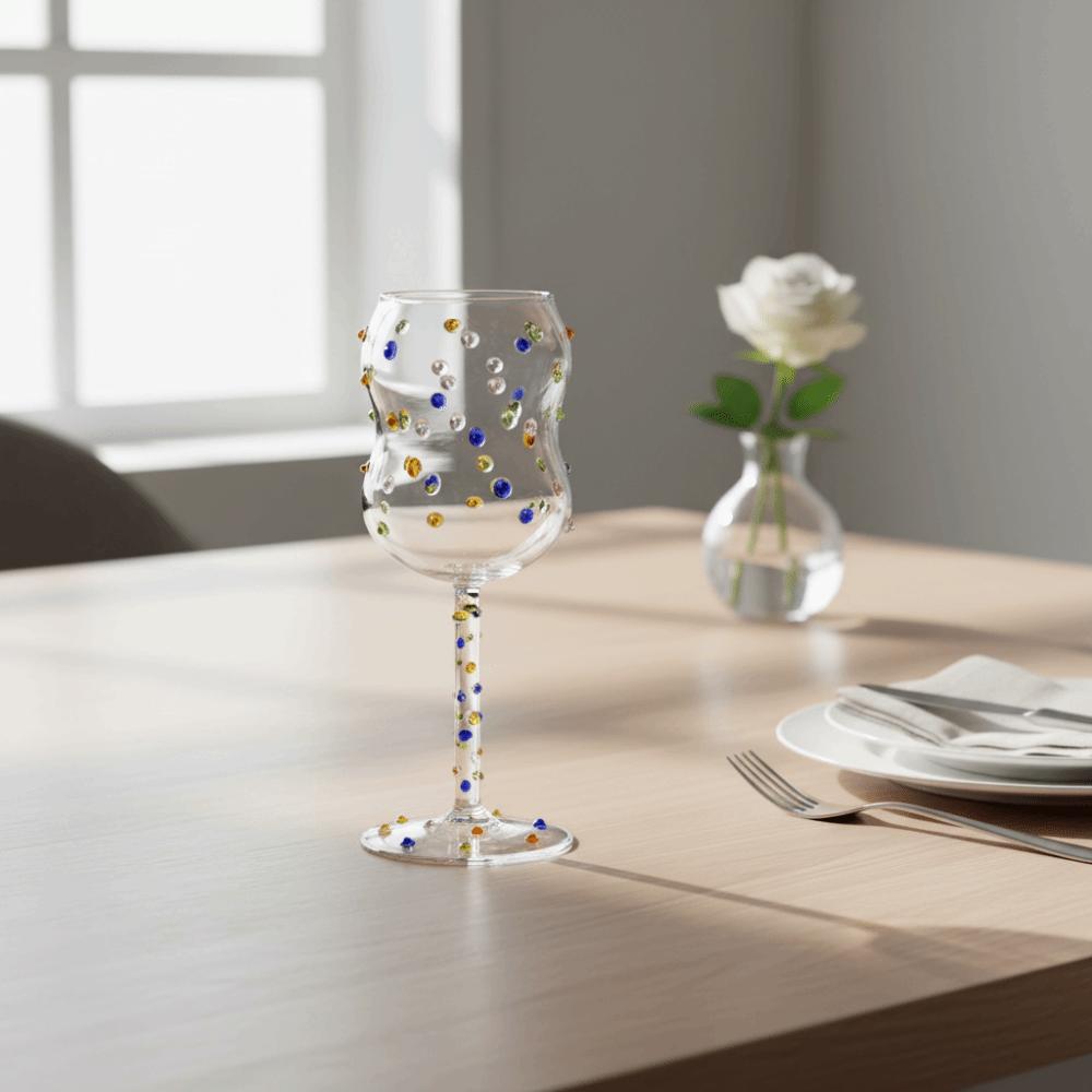 Geprägter Bunter Punkt Kelch Becher Transparentes Weinglas Kreatives Hohes Glas Bar