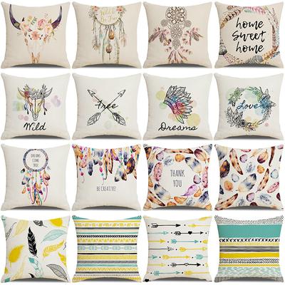 Ins Style New Dream Catcher Linen Sofa Pillow Cover Feather Digital Print Cushion Cover