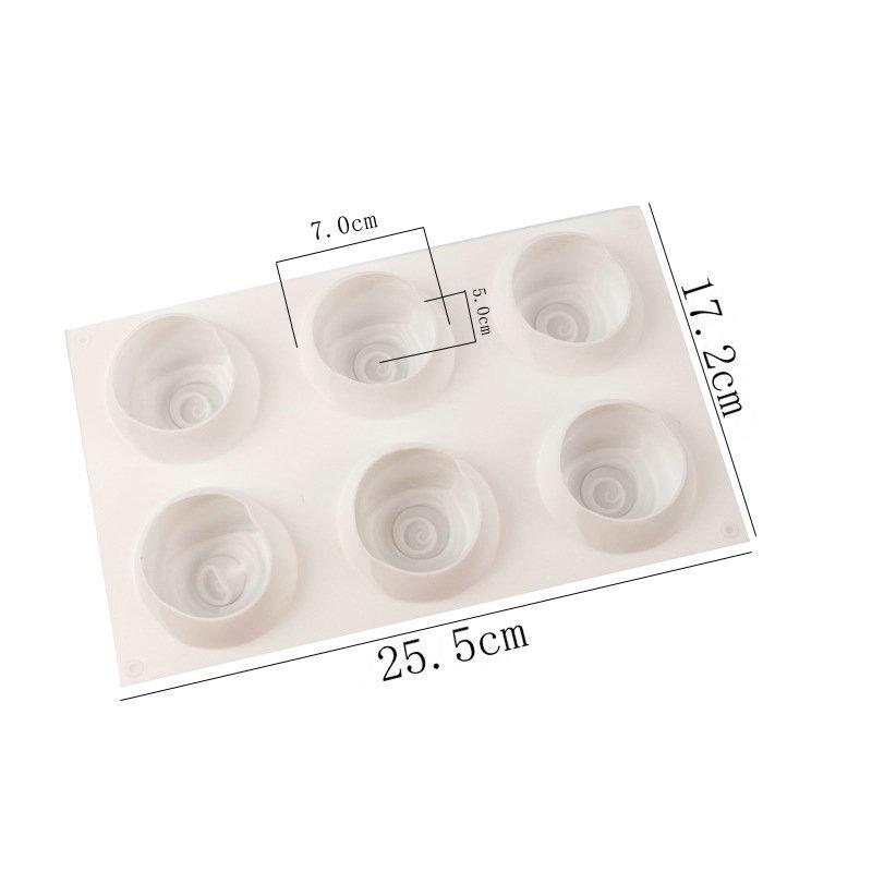 1 Stück 6 mit Rosenmousse Fondant Kuchenform Französisches Dessert Backen Silikonform Seife Seife Backform