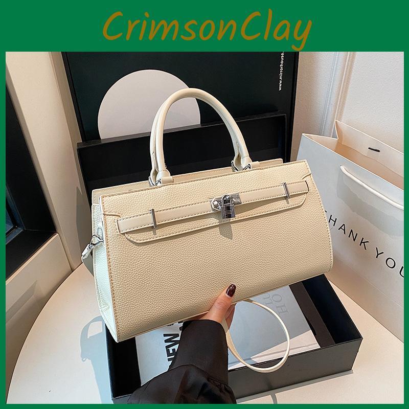 Soft Elegant Women Handbag Internal Solid Color Design And Decoration Lock