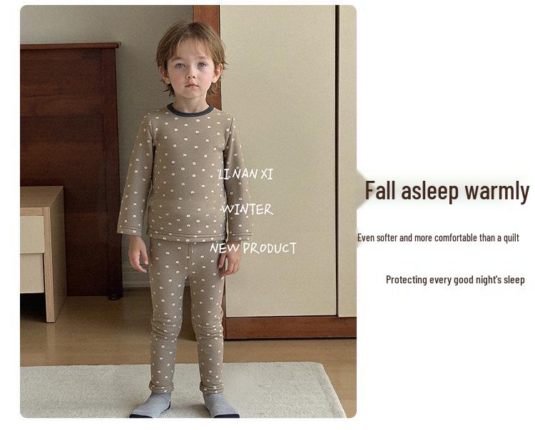 2025 New Fleece-Lined Winter Pajama Set for Small & Medium Children - Thermal Baby & Kids Homewear