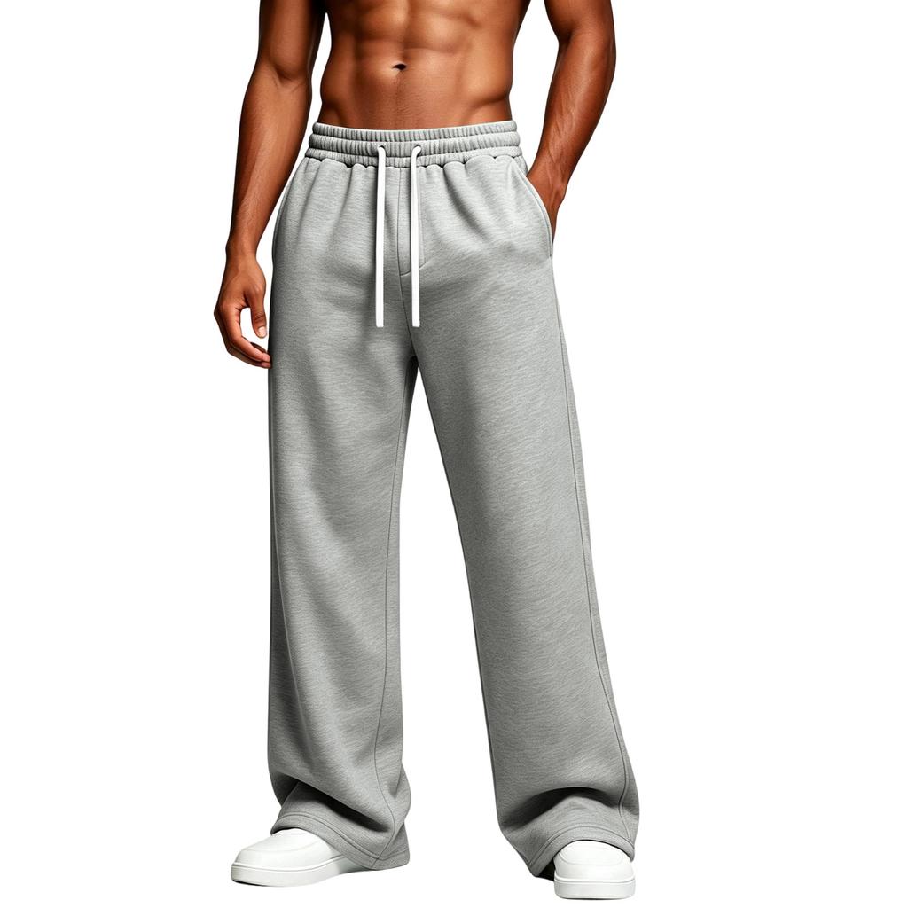 Men's Casual Color Loose Fit Sweatpants with Elastic Waist Straight Leg
