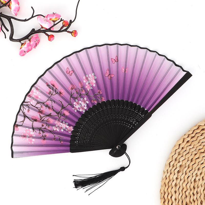 Hanfu skládací vějíř pro ženy inspirovaný japonským a čínským stylem – Scénický tanec bambusový styl