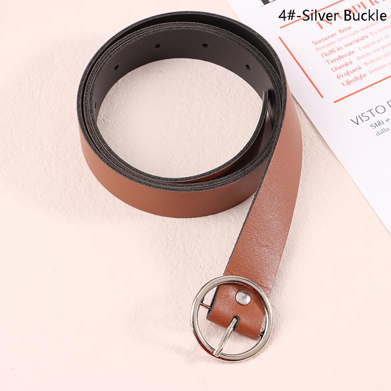 

1 шт. 100 см кожаный ремень поясные ремни металлическая круглая пряжка пояс брюки декоративный ремень женская одежда аксессуары as the picture