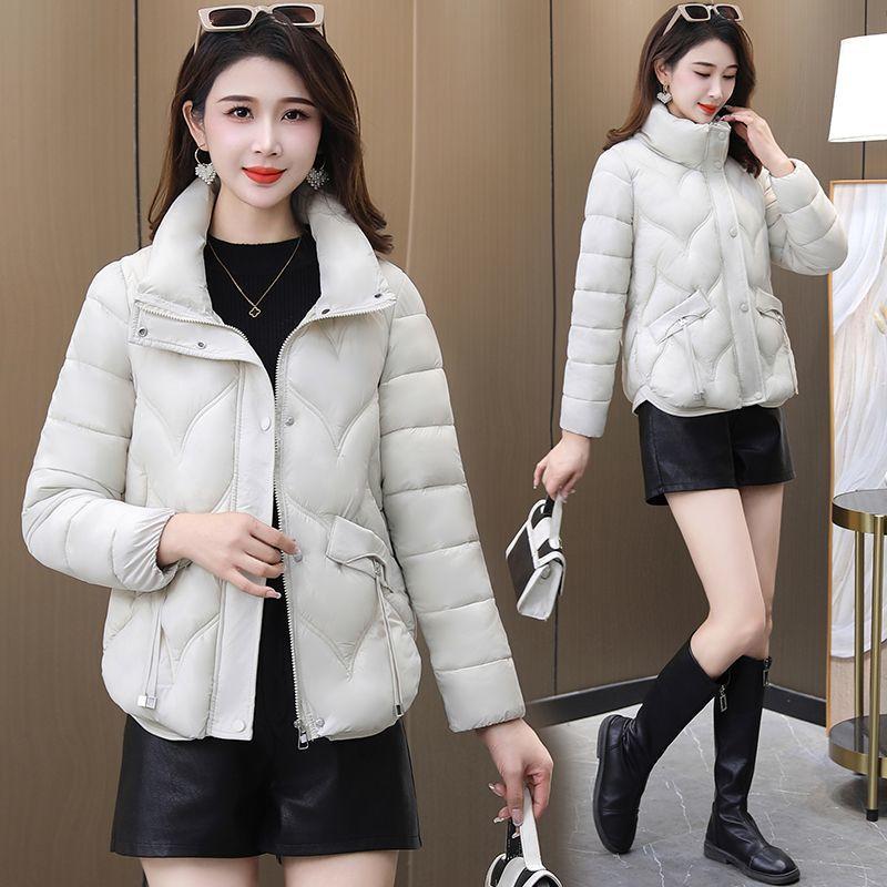 

Down cotton-padded clothes women s short fashion new cotton-padded clothes thickened warm small stand-up neck cotton-padded jacket XL recommended 95-55 kg