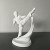 Desktop Ornament 3D Printed Karate Kick Man Statue, White Martial Arts Figurine Sculpture, Study Room Accessory Taekwondo Character Ornament,
