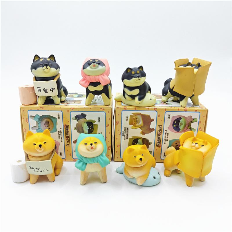 

Коллекционные ПВХ фигурки Сиба-ину в закрытых коробках, восемь различных светоотражающих моделей собак