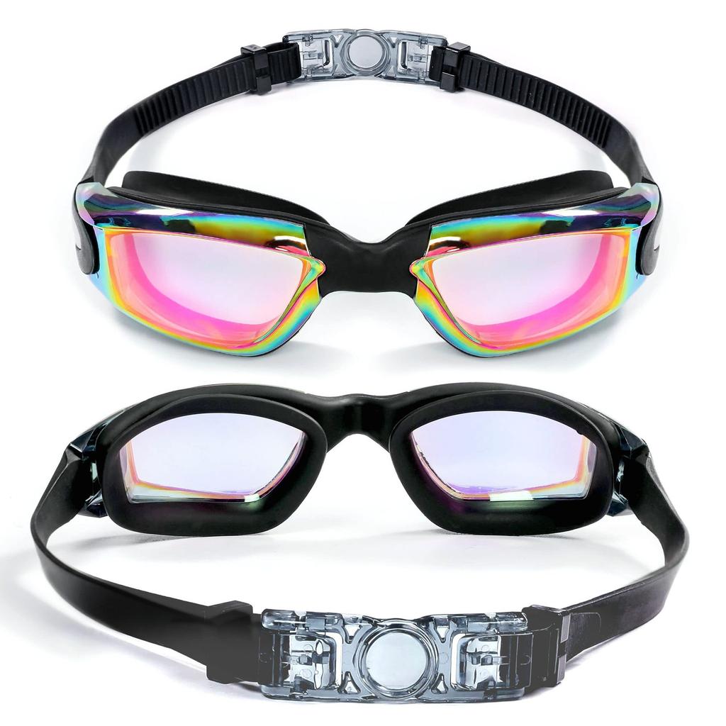 Silicone One-piece Nose Bridge Swimming Goggles with Integrated Earplugs, Waterproof, Anti-fog, High-definition, Professional Swimming Goggles for