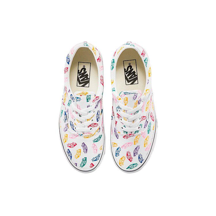 Vans Era Casual All Over Print Colorful Logo Trendy Versatile Low Top Skate Shoes Unisex Sneakers White VN0A54F19M5