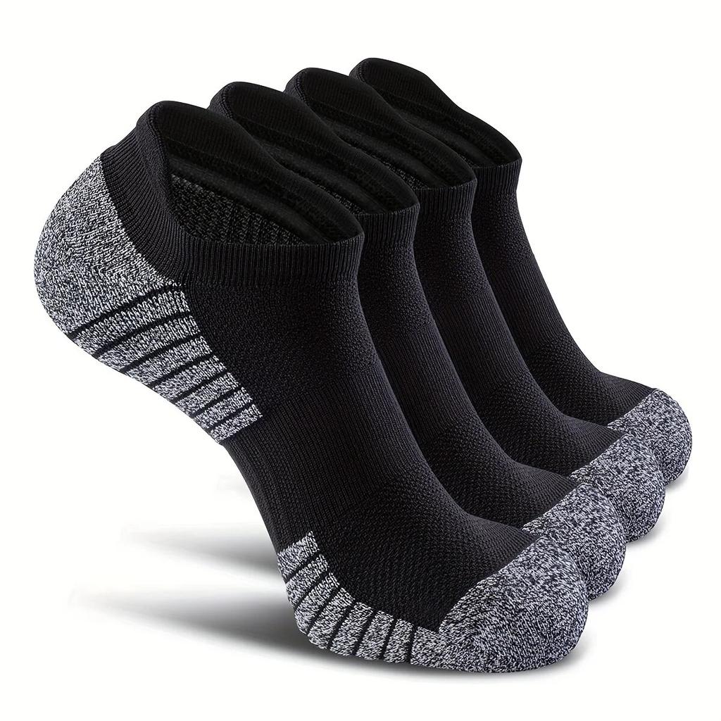 4 Pairs Men's Casual Breathable Moisture Wicking Athletic Invisible Socks Cap High Quality Sports Collar Sole Striped Socks