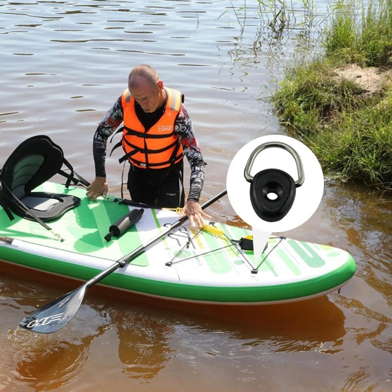 10Pcs Kayak Fishing Riggings D Rings With Screws Elastics Rope Pull Buckles Fishing Boats Hardware Kayak Accessories
