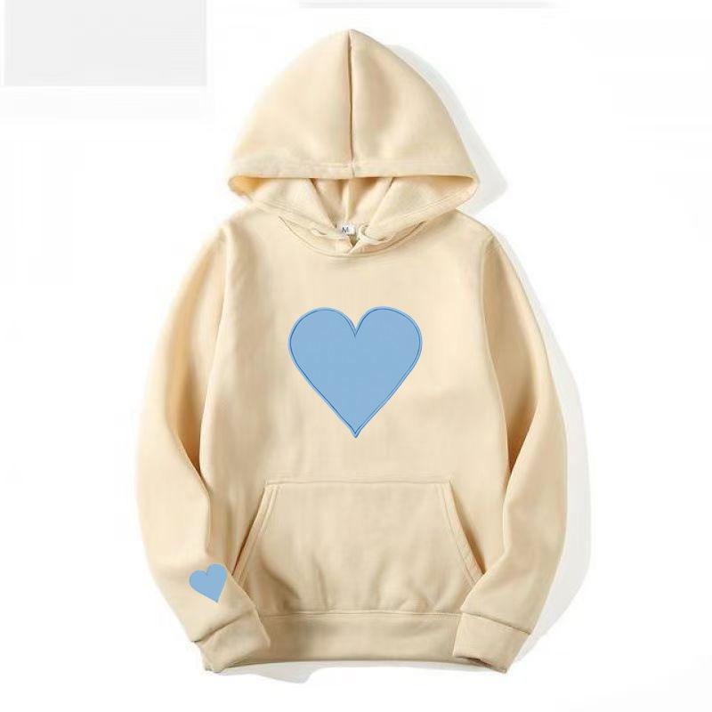 Heart-Shaped Valentine’s Day Loose Casual Couple Hoodie with Plus Velvet