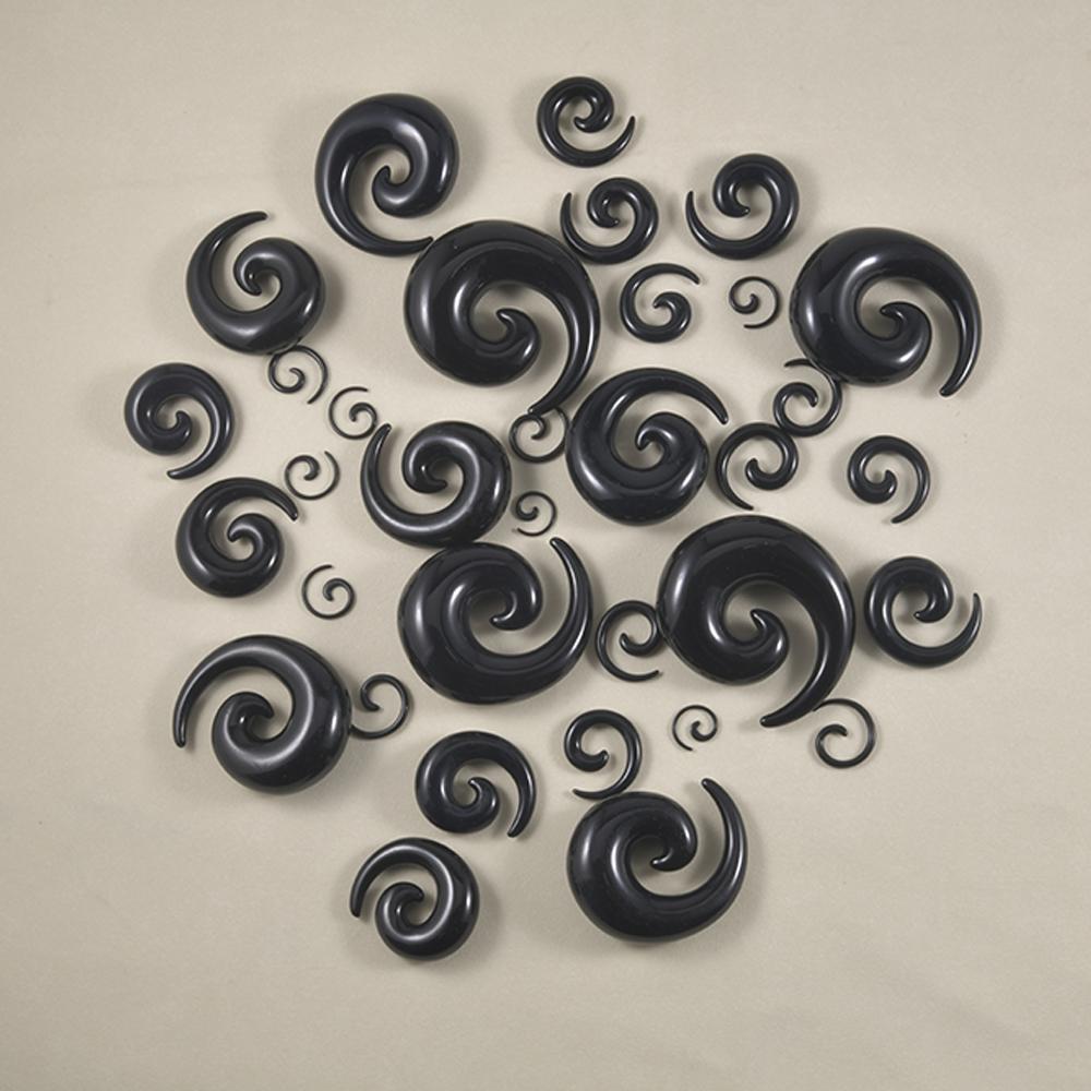 1 Coppia Espansore a Spirale per Orecchio in Acrilico Nero Tappi per Orecchie Stretcher per Piercing all'Orecchio a Spirale Gioielli per il Corpo 1.2mm-24mm Gioielli per Piercing