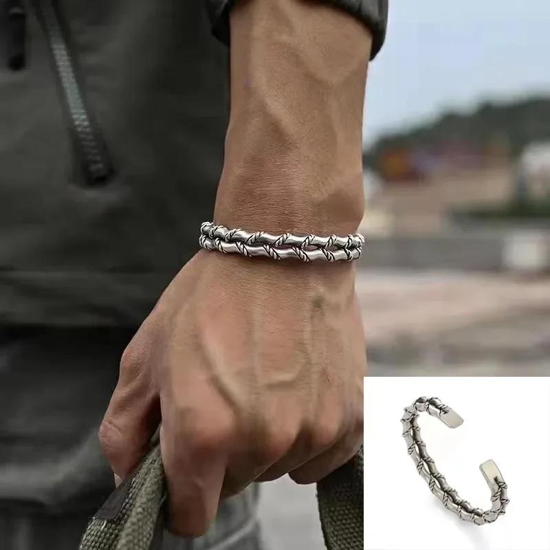 Fashionable Wings Feather Adjustable Cuff Bracelet for Men Trendy Open Design Lucky Jewelry Gift