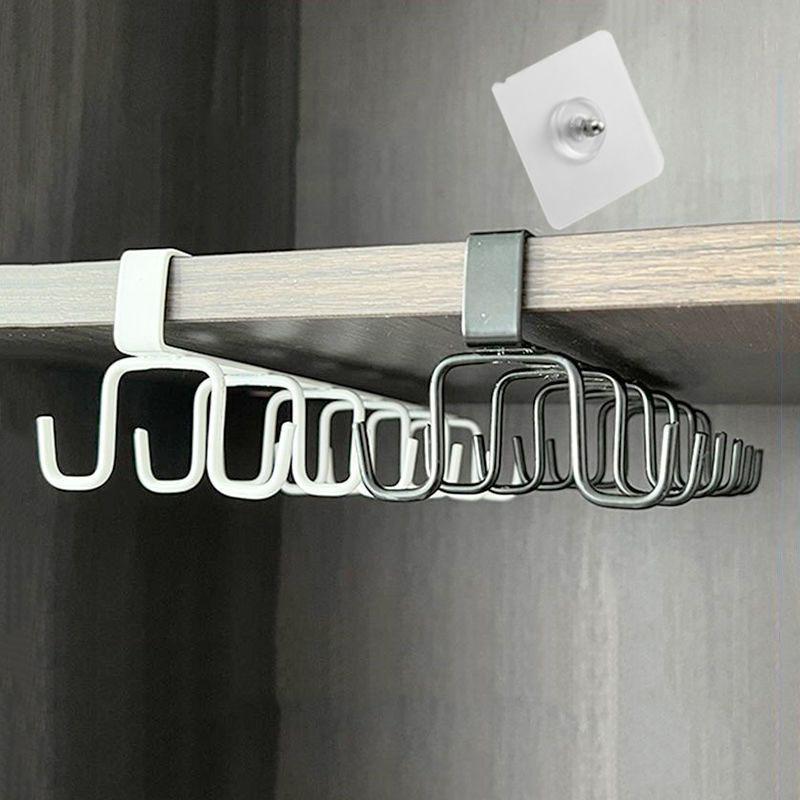 

Kitchen Hook Rack, No Drilling, Strong Load-bearing, No Nail Hook, Hanging Cabinet, Bottom Hanging, Spoon Shovel Hanging Rack Double row 12 hooks чёрный