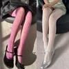 Women French Style Vintage Fishnet Pantyhose Rose Jacquard Patterned Sheer Mesh Tights Side Hollow Out Striped Stockings