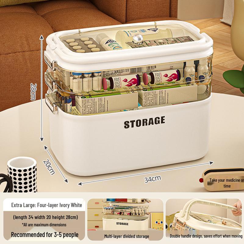 Large Capacity Multi-Layer Family Medicine Storage Box for First Aid and Medication Organization