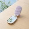 2 In 1 Travel Folding Hair Comb With Built-In Makeup Mirror One Key Hair Remover Air Cushion Detangling Scalp Massage Hairbrush