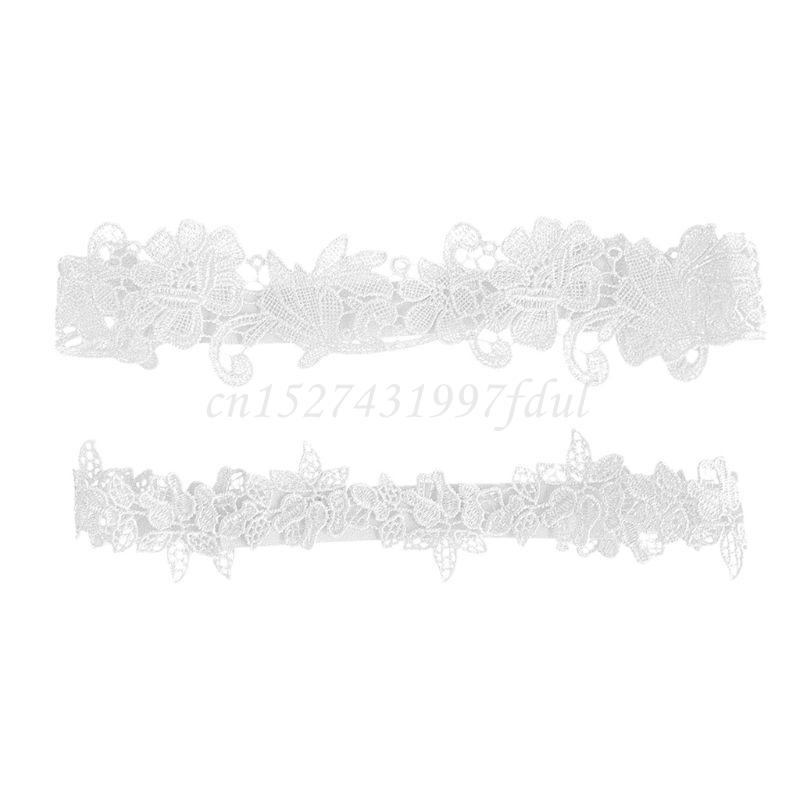 Women Embroidery Floral Lace Thigh Rings Set Wedding Prom Bridal Decorative Stretch Band Solid Color Hollow Seamless Leg Garters