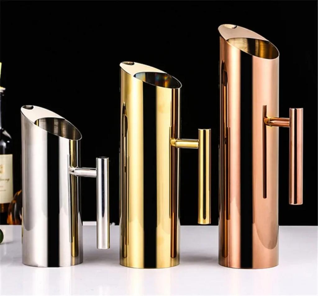 Pichet à eau en acier inoxydable, bocal à glace, pichet à jus de fruits, récipient à vin rouge, récipient à bière, récipient pour bar