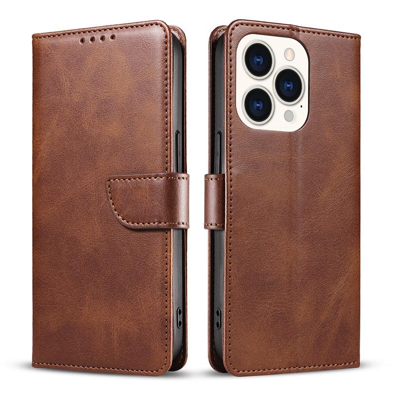 Applicable to Apple 16 calf pattern flip phone leather case iPhone17Promax custom logo