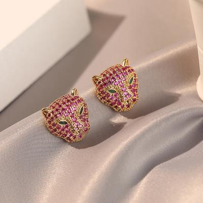Fashion Light Luxury Style Stud Earrings, Leopard Head Versatile Temperament Earrings, Niche High-End Earrings