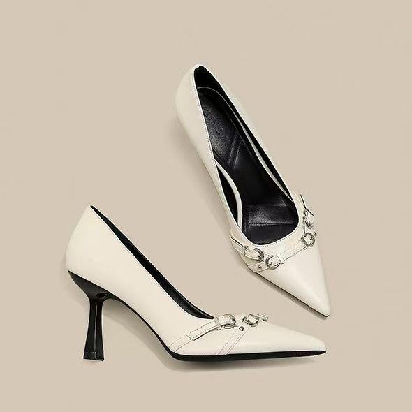 Thin heel light ripe single shoes 2025 autumn and winter new French temperament high-end beautiful pointed black high heels women