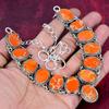Orange Sea Sediment 925 Solid Sterling Silver Necklace with Adjustable Chain, Handmade Gemstone Jewelry Necklace For Memorial Day
