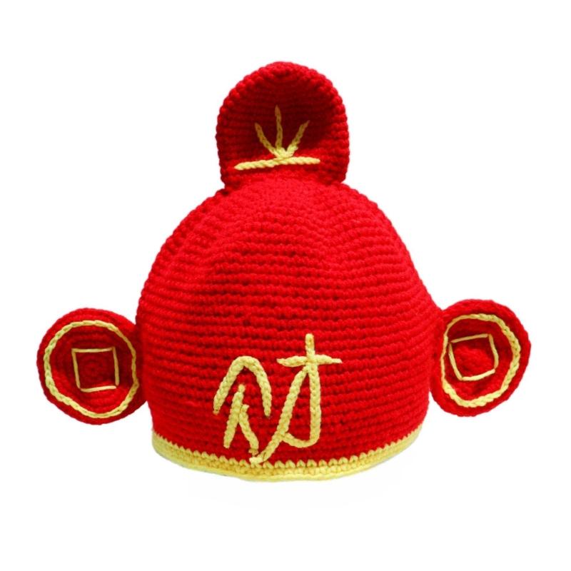 Fortune God Hat For Festival Celebration Comfortable Knitted Beanies Hat For Traditional Festival And Cultural Gathering