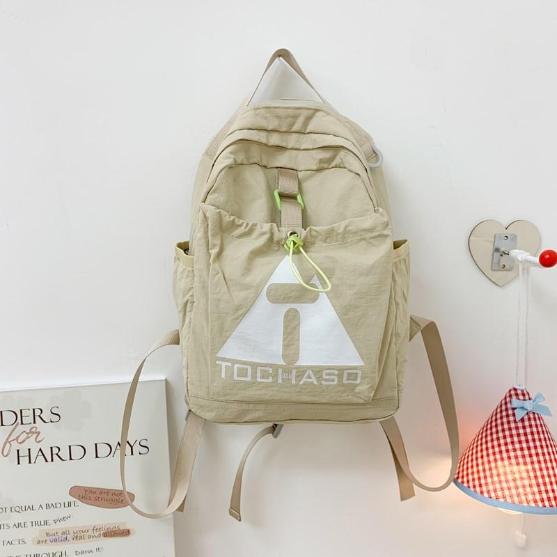 Block Drawstring Color Front Bag Children Lightweight Cotton Leisure Backpack