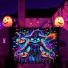VIKAMA Neon-Kürbis-Vogelscheuche Wandteppich mit fluoreszierender Halloween-Kunst für Schlafzimmer Wohnzimmer Dekor Ästhetisch Ausgefallen Feiertags Wand