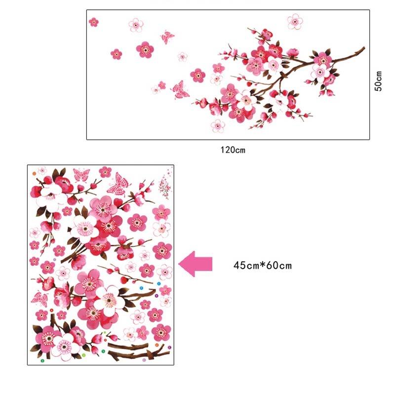 Pink Sakura Flower Cherry Blossom PVC samolepky na stěnu Home Decor