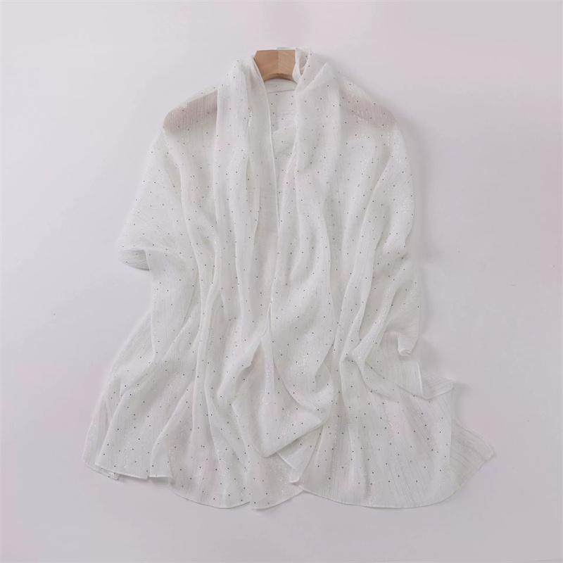 Plain Wrinkle Rhinestone Shiny Dot Shimmer Shawls Scarf High Quality Wrap Beach Pashmina Stole Bufandas Muslim Hijab 180*70Cm