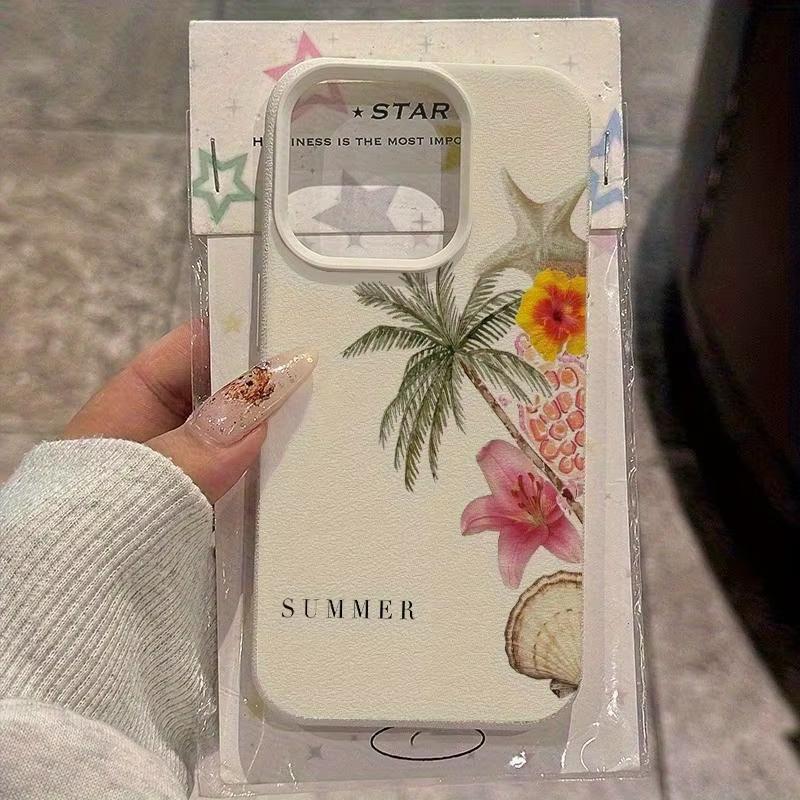 

Summer Palm Tree Tropical Floral Pattern Design Protective Cover for iPhone 17 16 15 14 13 12 11 16E Series Pro Max Plus iphone 14 Pro