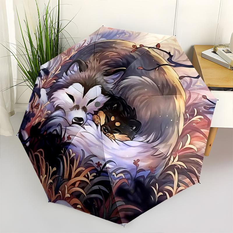 1pc Autumn Leaves Festival Gift Automatic Opening/Closing Umbrella with Foldable Design, Iron Frame for Outdoor Use - Perfect for Fans, Travelers