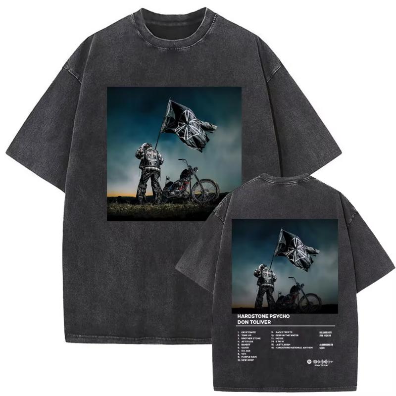 Washed Vintage Rapper Don Toliver Hardstone Psycho Album Print T Shirts Unisex Women Fashion Hip Hop Oversized Tshirts Streetwear