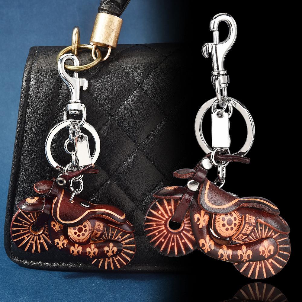 Vintage Leather Motorcycle Keychain With Handcrafted Finish For Bag Decoration And Cool Style