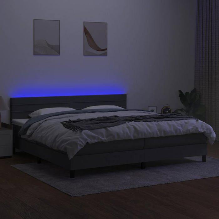 Maison Exclusive - Sommier à lattes de lit et matelas et LED Gris foncé 200x200 cm