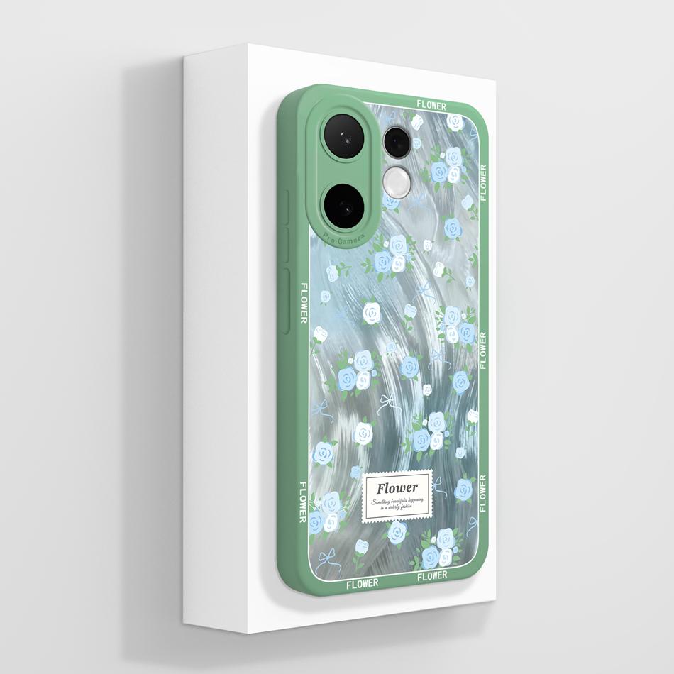 

For Vivo V60 Lite Case Candy Painted Flower Phone Back Cover For Vivo V 60 Soft Liquid Silicone Anti Drop Full Protection Bumper Vivo V60 Lite