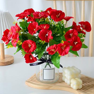 Yousheng Künstliche Prunkwinde Blume 7 Köpfe Fake UV-beständiger Blumenstrauß mit Stiel für Vase Hochzeit Brautstrauß Innen Außen Garten Haus