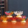 Crystal Glazed Lotus Shaped Fruit Plate Serving Colorful Household Restaurant Supplies Indoor Buddha Ornaments Tribute Plate 1Pc